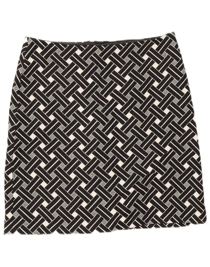 Gonna dritta da donna Marks & Spencer UK 12 media W32 nera geometrica