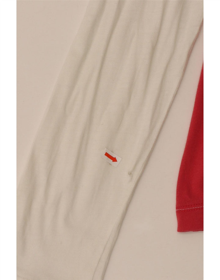 NIKE Top grafico da donna con cappuccio a maniche lunghe UK 14/16 Large Rosso Colourblock