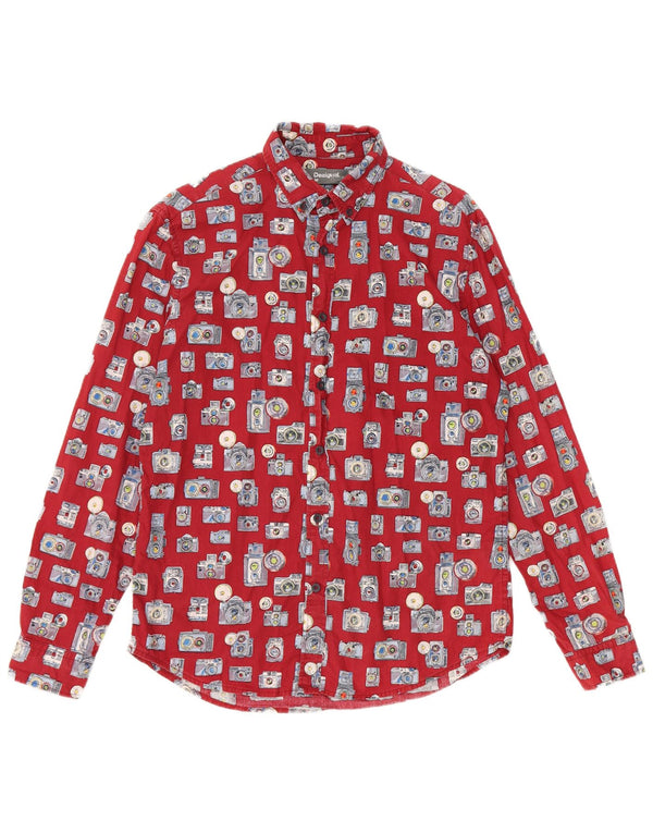 Camicia Desigual da uomo con motivo astratto, vestibilità regolare, cotone bordeaux medio