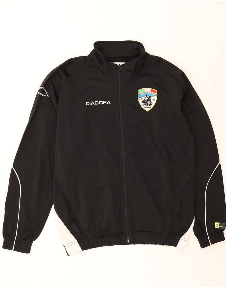 Giacca da ginnastica grafica da uomo Diadora Large nera in poliestere