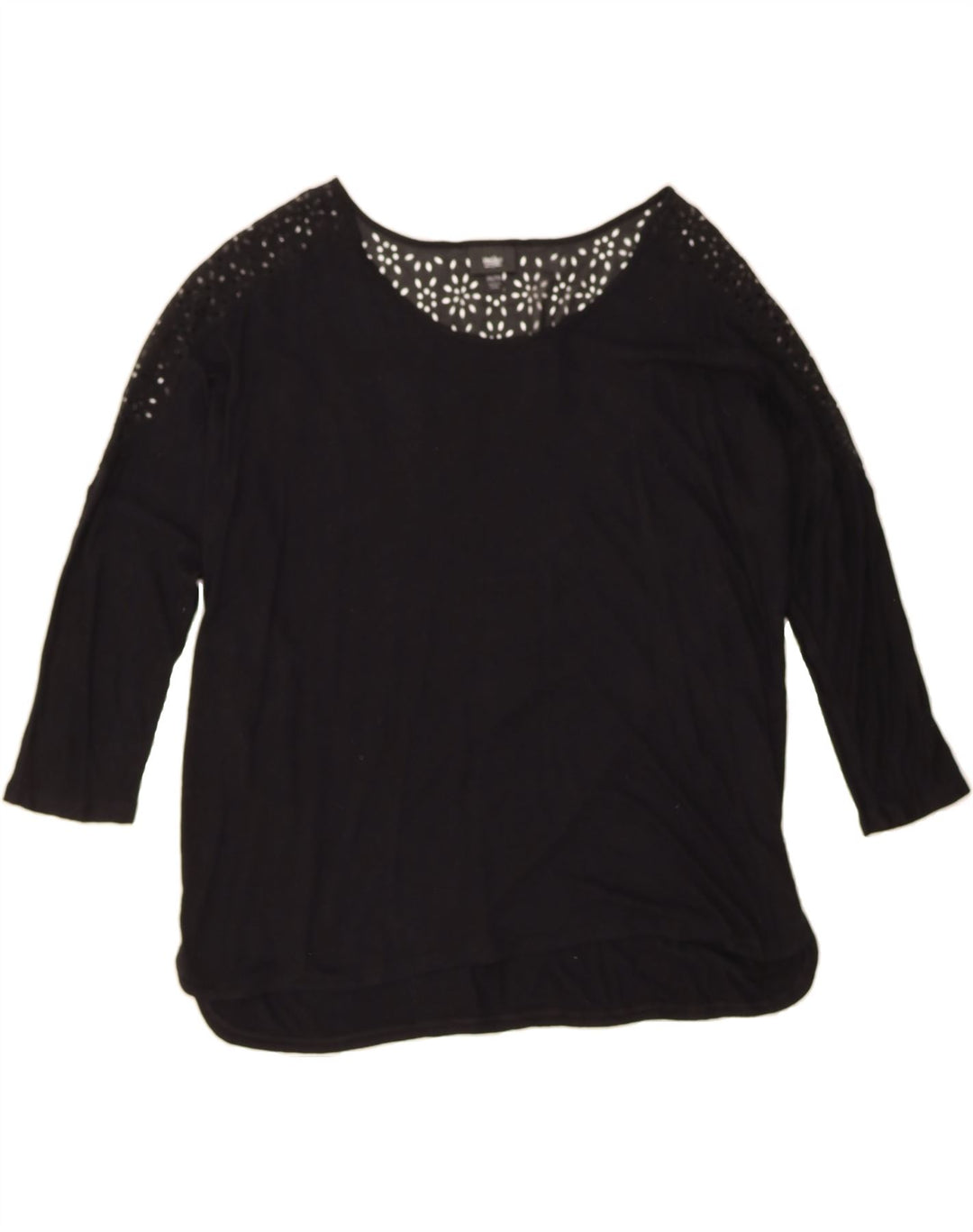 MOSSIMO Womens Top 3/4 Sleeve UK 20 2XL Black Rayon Vintage Mossimo and Second-Hand Mossimo from Messina Hembry 