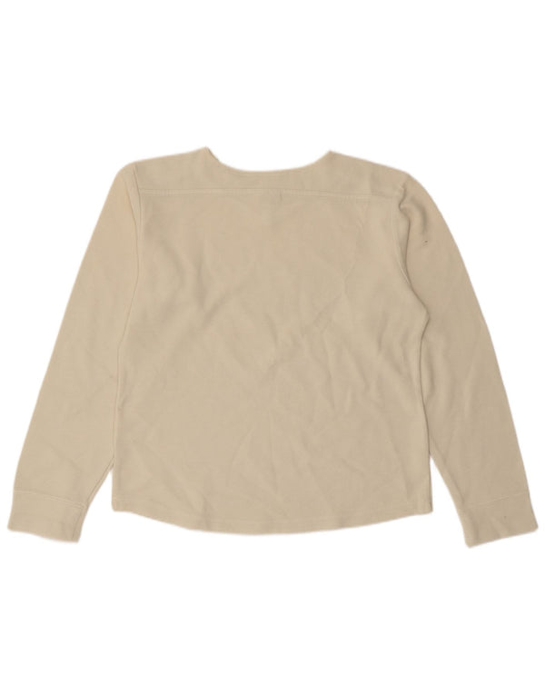 Top corto da donna NIKE a maniche lunghe UK 10/12 cotone bianco sporco medio