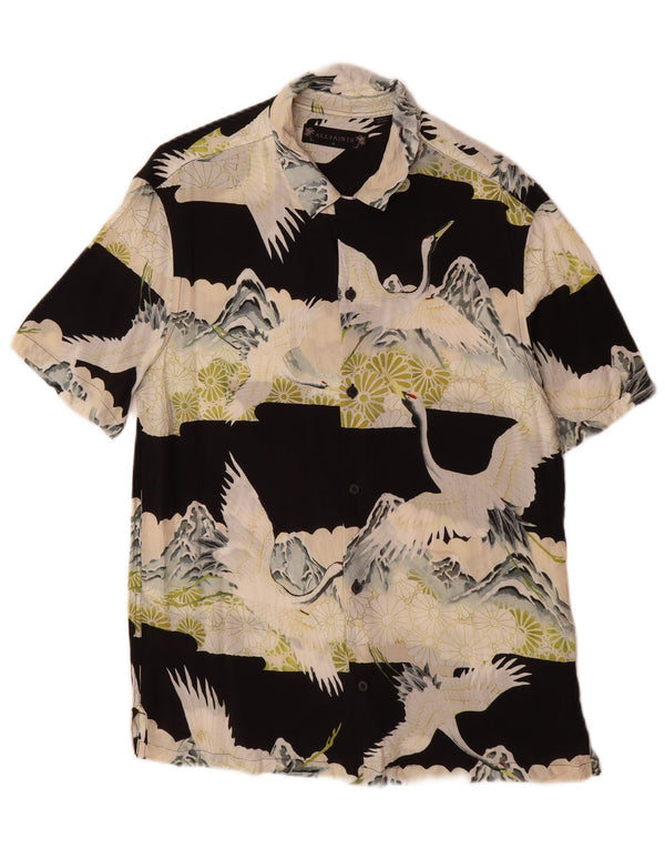 Camicia a maniche corte da uomo con motivo astratto All Saints Viscosa nera media