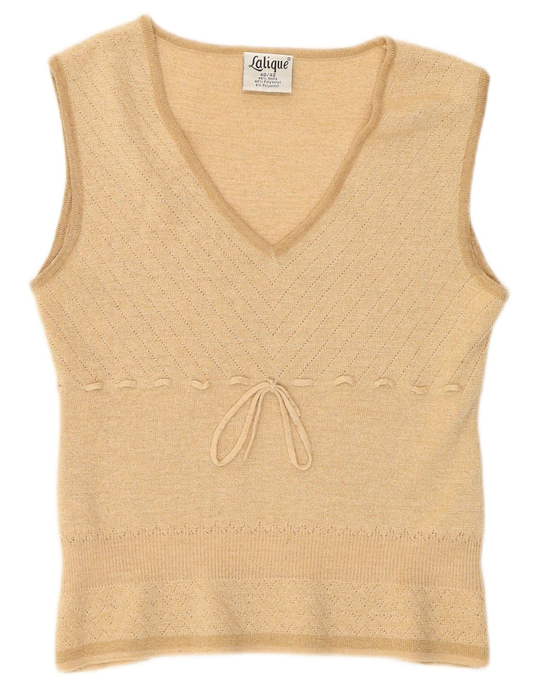 Canotta vintage da donna IT 40/42 piccola in lana beige
