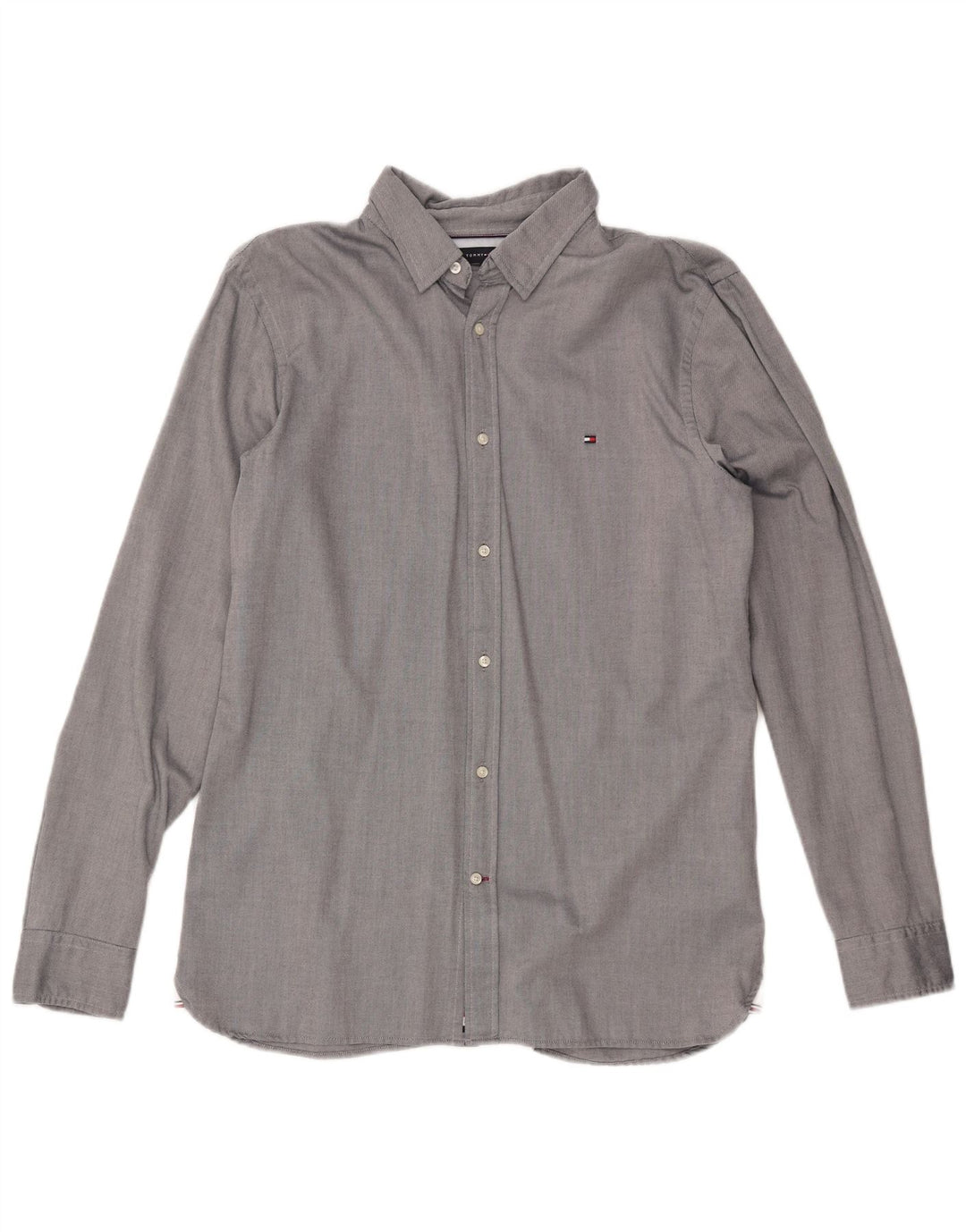 TOMMY HILFIGER Camicia slim fit da uomo grande in cotone grigio