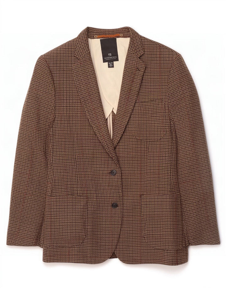 Giacca blazer da uomo a 2 bottoni Scotch & Soda IT 52 XL lana pied de poule marrone