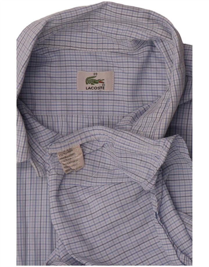 Camicia a maniche corte da uomo Lacoste taglia 39 in cotone a quadretti blu medio