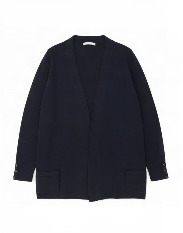 Maglione cardigan aperto lungo da donna Marks & Spencer UK 16 grande blu navy