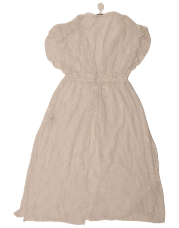 Abito maxi trasparente da donna Zara UK 8 piccolo poliestere bianco con motivo cachemire