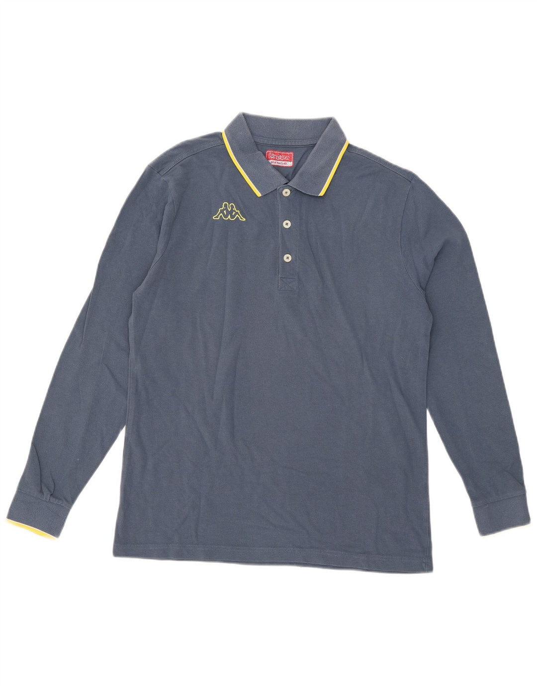 Polo Kappa da uomo a maniche lunghe blu medio