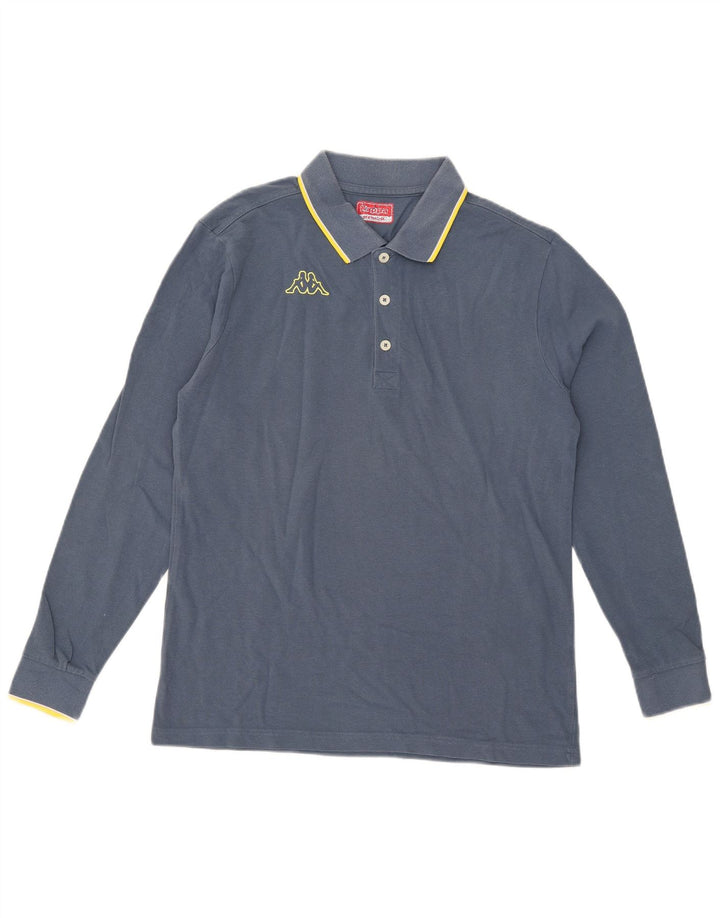Polo Kappa da uomo a maniche lunghe blu medio