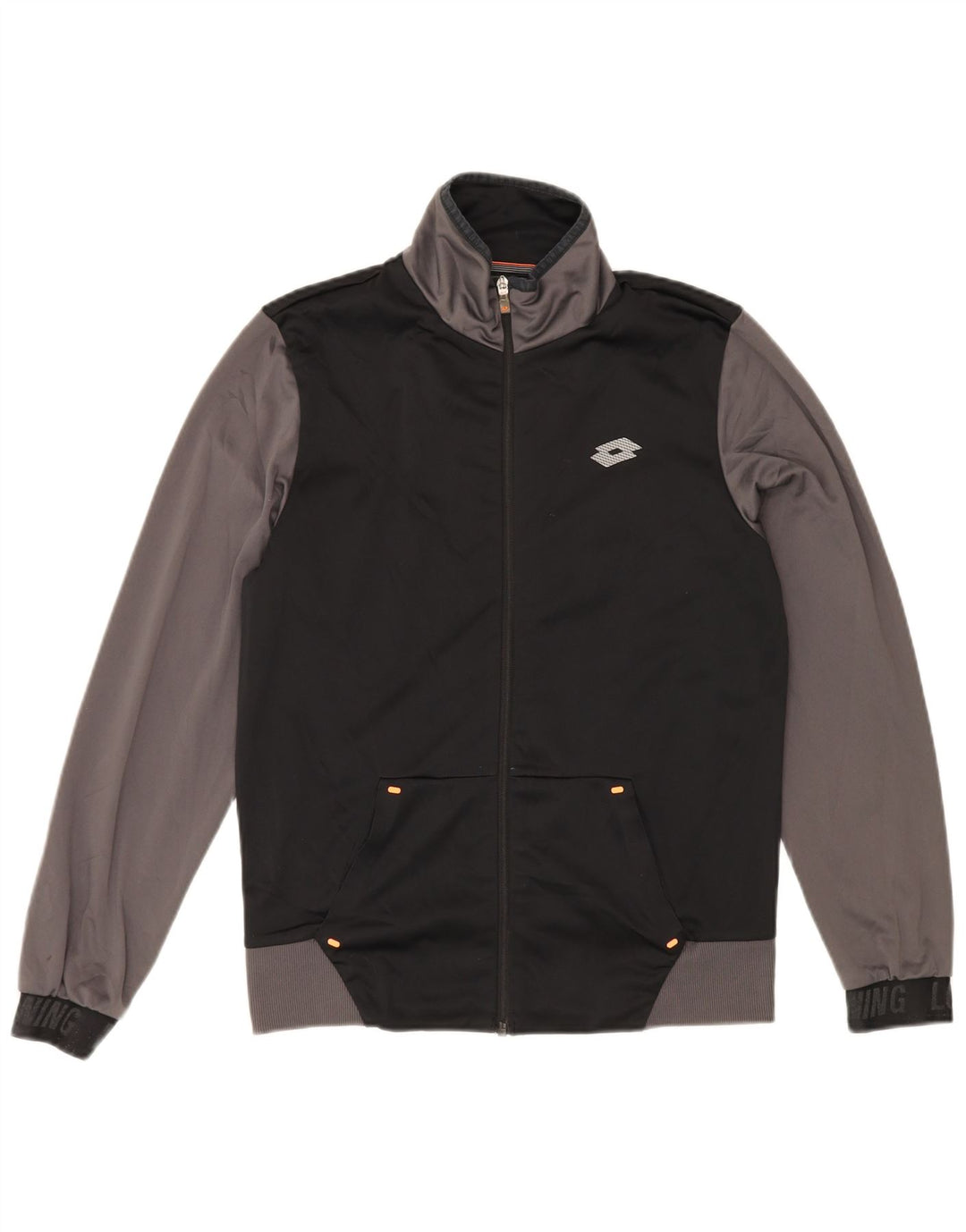 LOTTO Mens Tracksuit Top Jacket Small Black Colourblock