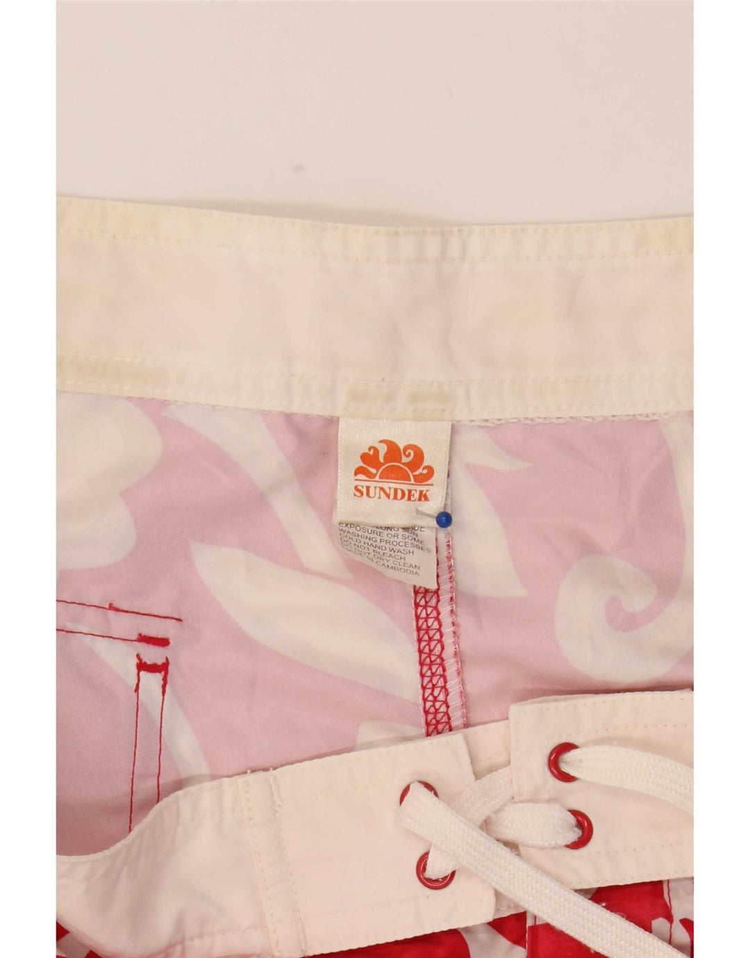 Pantaloncini da bagno da uomo Sundek grandi in poliestere floreale rosso