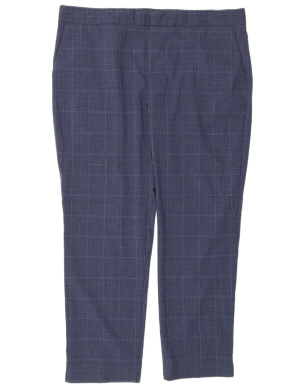 Pantaloni da abito dritti da donna Zara EU 44 XL W34 L27 Blu navy pied de poule