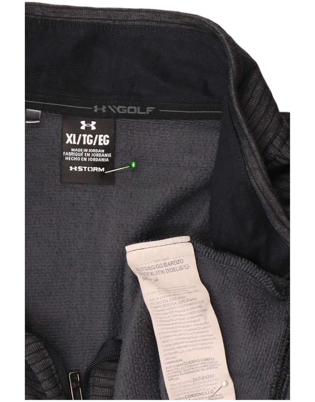Under Armour Uomo Storm-Fit Zip Collo Pullover Tuta Top XL Grigio a Righe