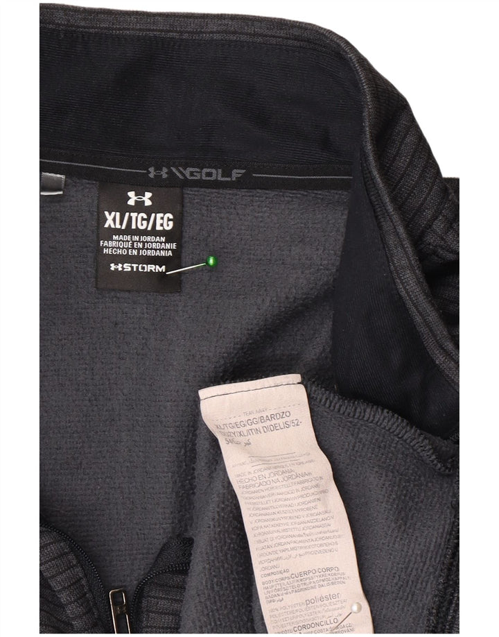 Under Armour Uomo Storm-Fit Zip Collo Pullover Tuta Top XL Grigio a Righe