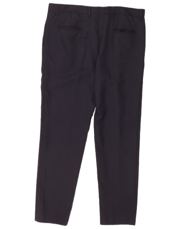 Pantaloni da abito con pegging da uomo Hugo Boss UK 54 2XL W38 L32 Poliestere blu navy