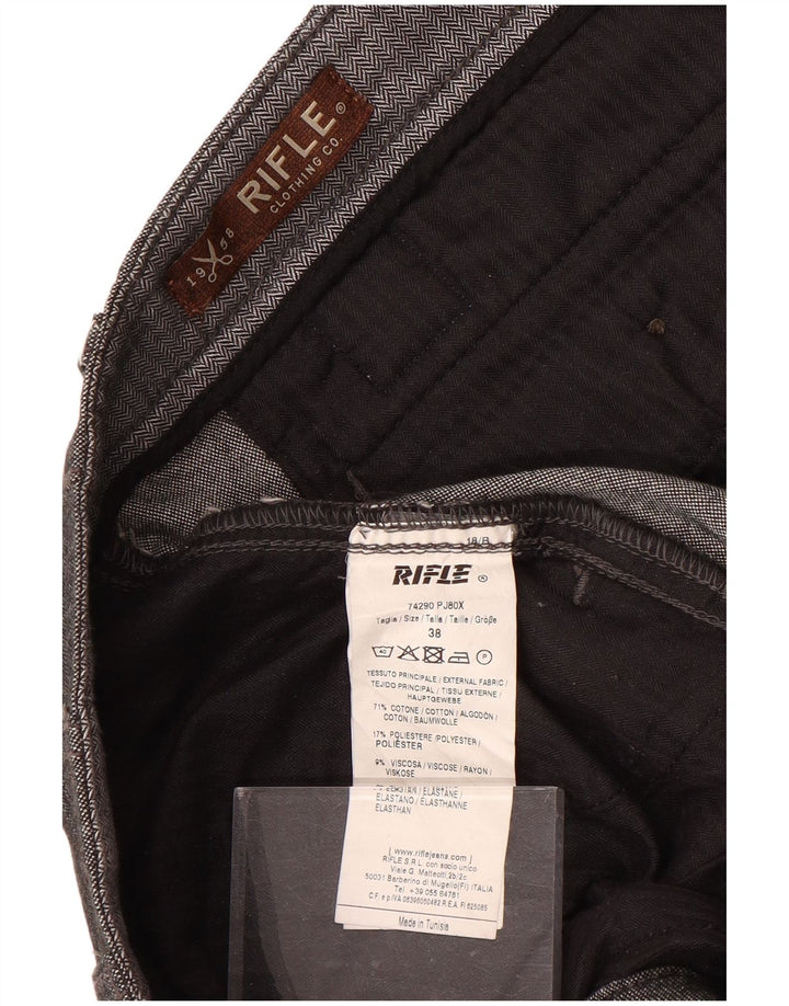 Pantaloni slim da uomo Rifle W38 L34 cotone grigio a spina di pesce
