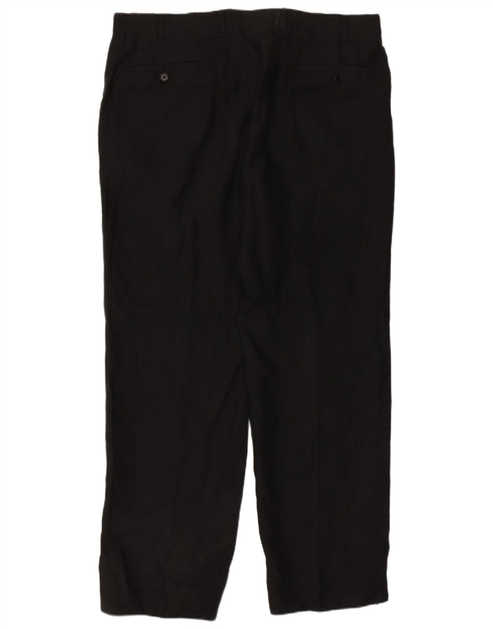 Pantaloni da abito dritti da uomo Armani IT 54 2XL W38 L30 Lino nero
