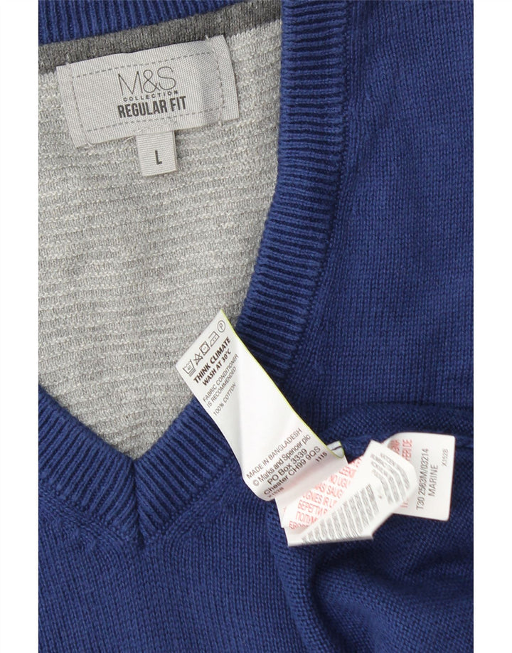 MARKS & SPENCER Canottiera da uomo vestibilità regolare canotta grande in cotone blu