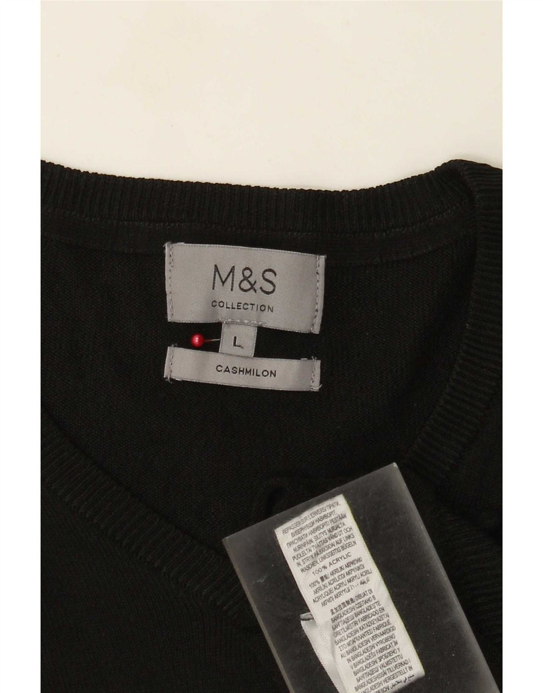 Maglione da uomo con scollo a V Marks & Spencer grande acrilico nero