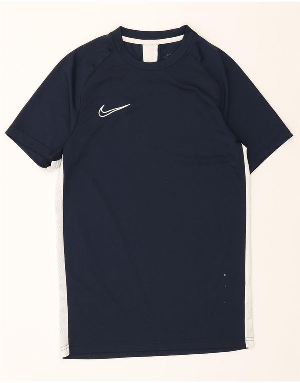 Nike Mens Dri Fit T-Shirt Top Small Navy Blue Colourblock Polyester