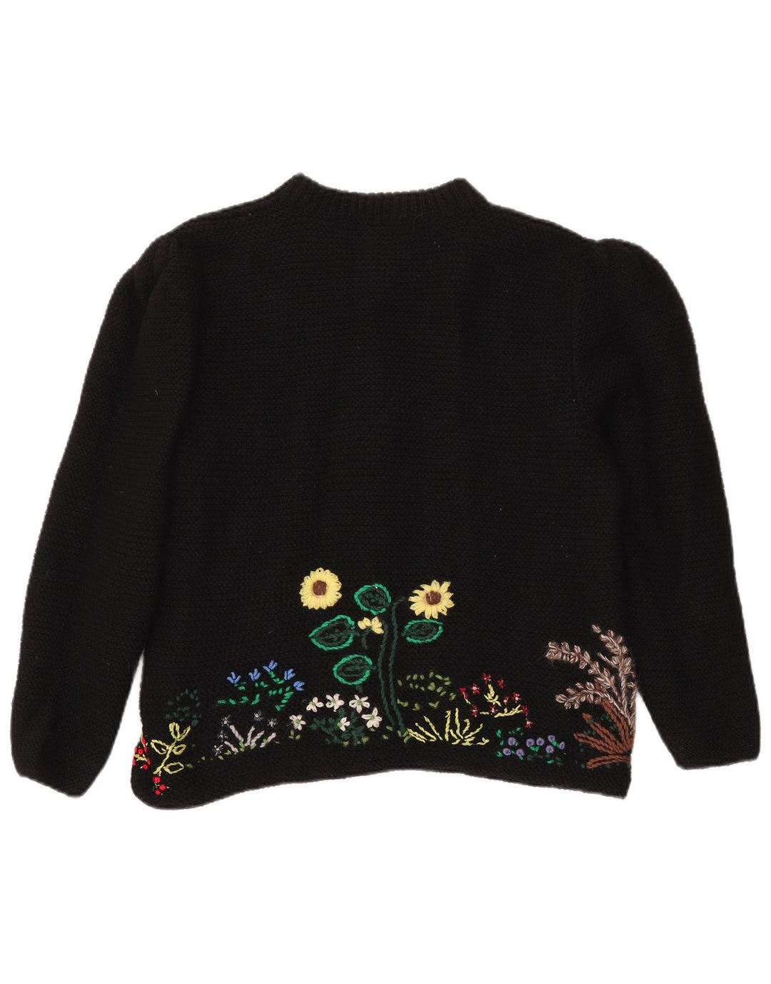 Maglione cardigan da donna vintage EU 40/42 Lana floreale nera media