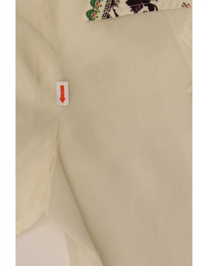 Camicetta da donna vintage trasparente con camicia IT 44 medio bianco sporco floreale