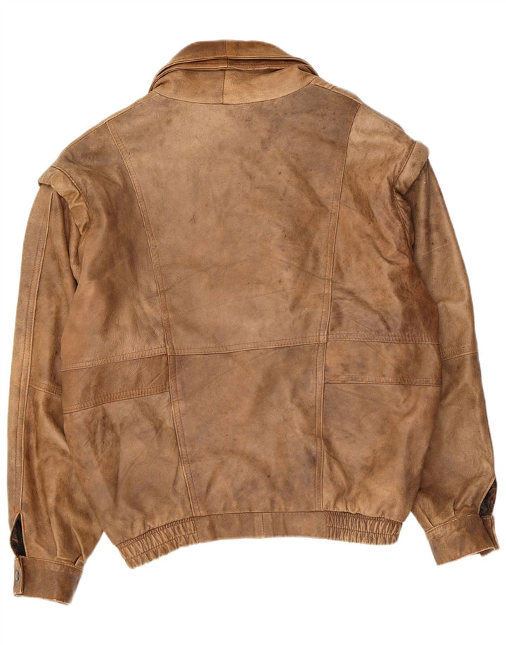 Giacca in pelle vintage da uomo UK 40 grande beige