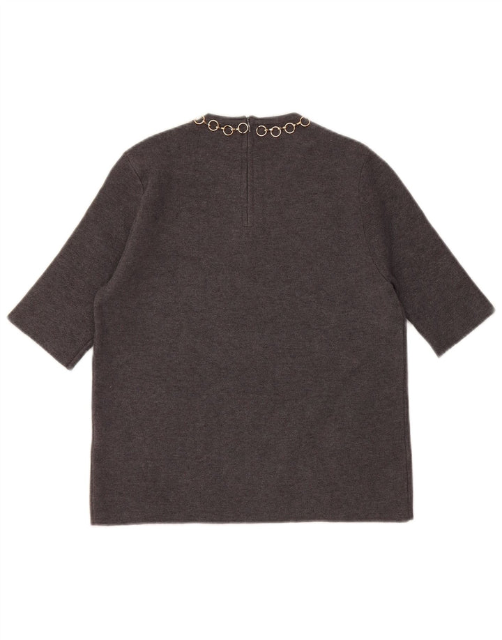 Top corto in camicetta corta da donna Zara UK 10 piccolo in viscosa grigia