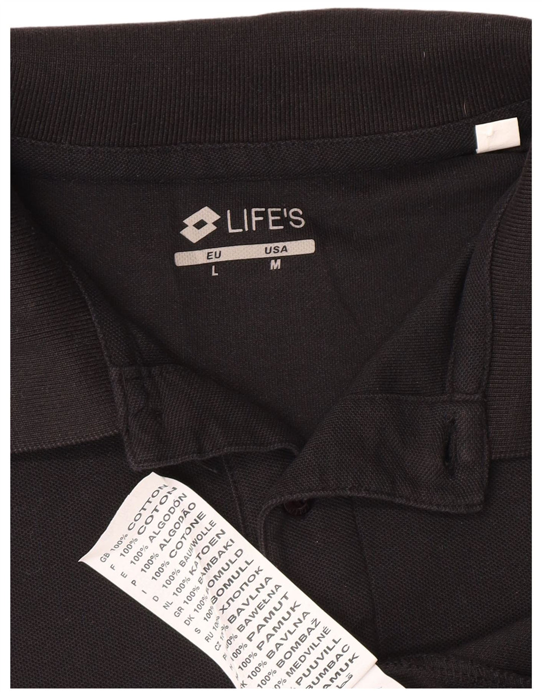 Polo da uomo Lotto Large in cotone nero