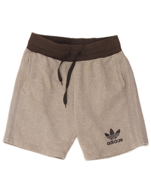 Pantaloncini sportivi da uomo Adidas Large in cotone color block grigio
