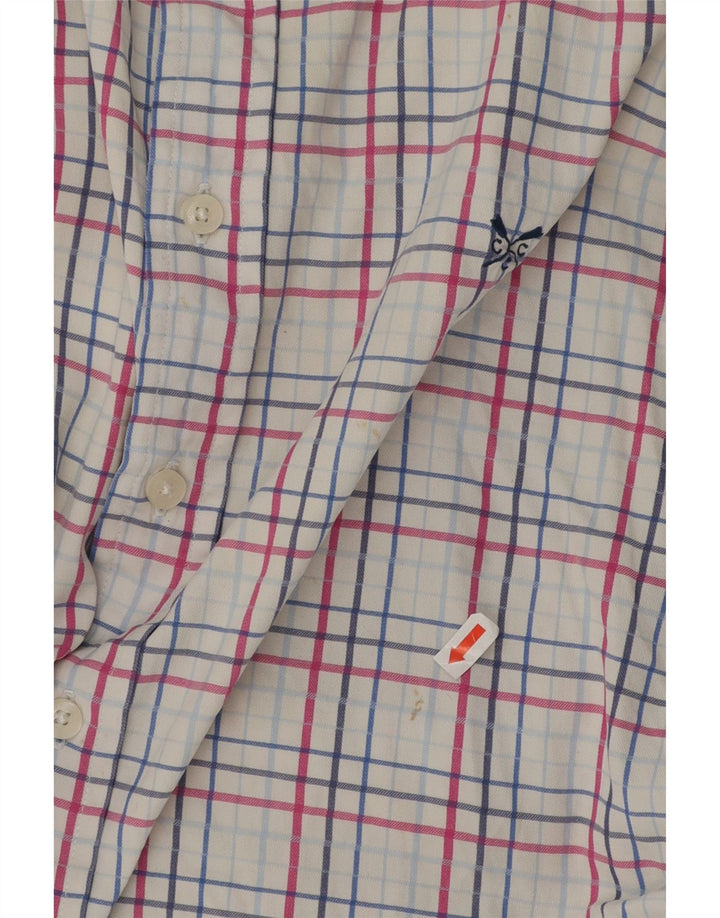 Crew Clothing Camicia da uomo dalla vestibilità classica XL in cotone a quadri bianchi