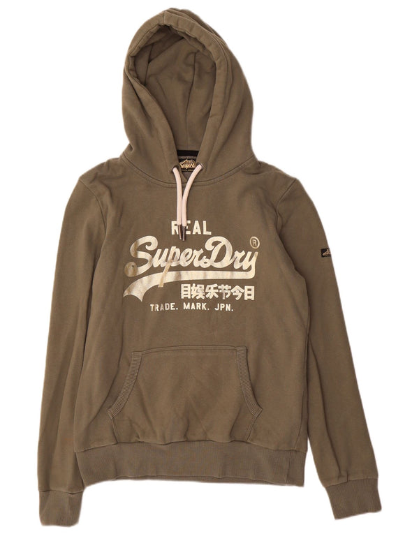 Felpa con cappuccio oversize con grafica da donna Superdry UK 10 Small in cotone kaki