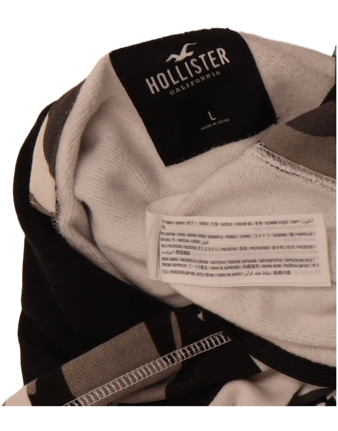 Maglione con cappuccio da uomo HOLLISTER grande in cotone mimetico grigio