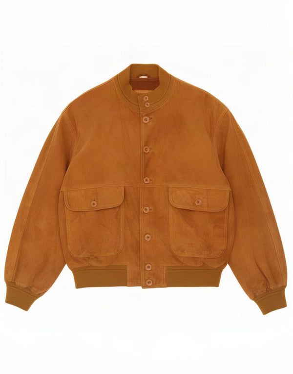 Giubbotto bomber in pelle scamosciata da uomo Green Leaves IT 52 XL in pelle beige