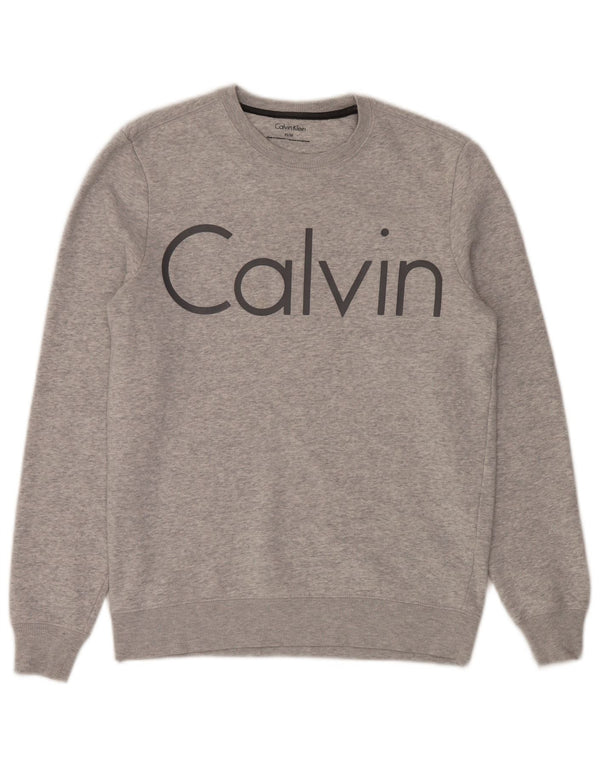 Felpa grafica da uomo Calvin Klein Jumper XS Logo in cotone grigio