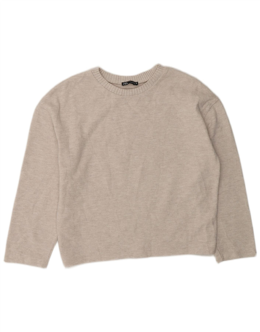 Maglione maglione con scollo a barca da donna Zara UK 14 Poliestere grigio medio