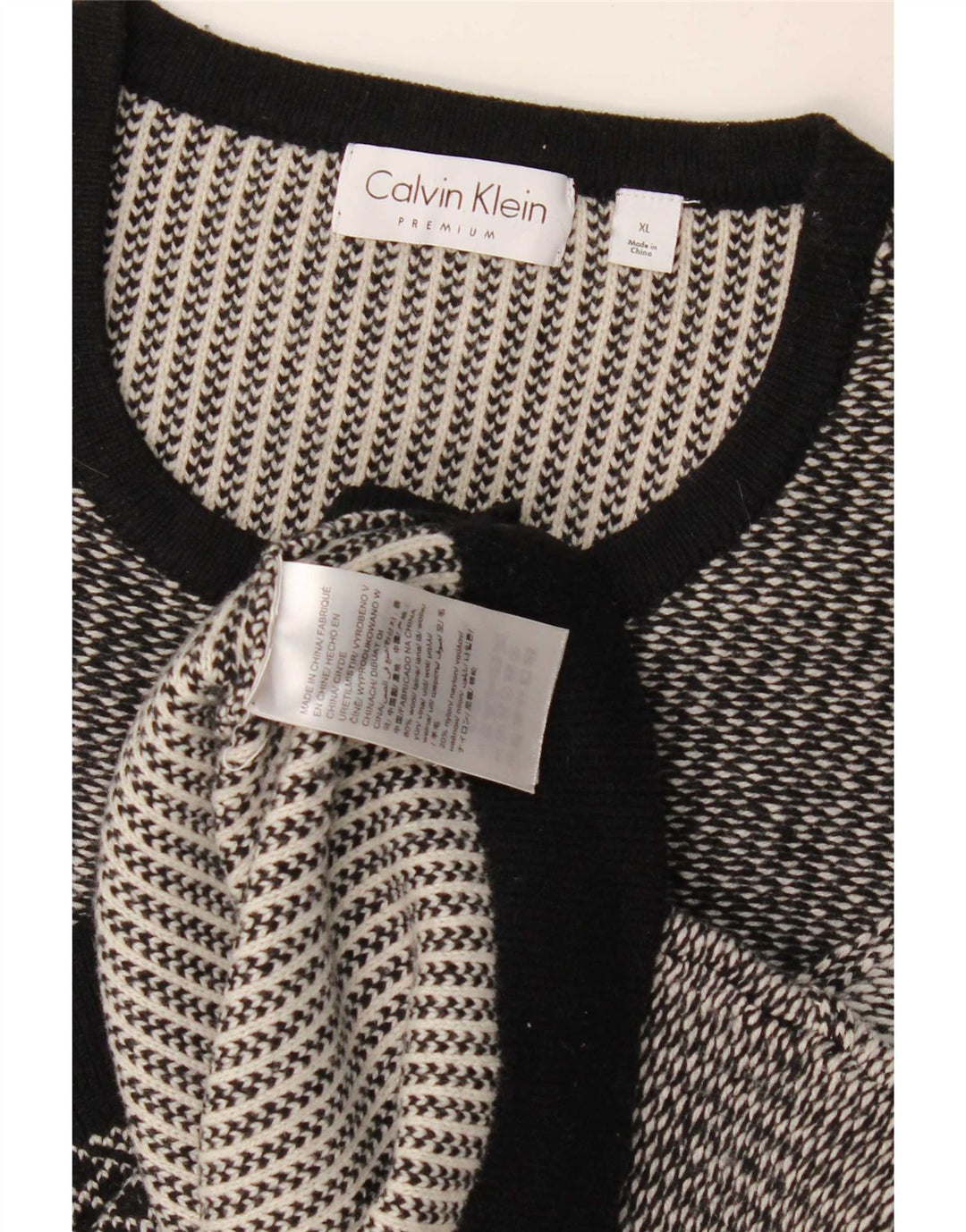 Calvin Klein Uomo Maglione Girocollo Maglione XL Grigio Colorblock Lana