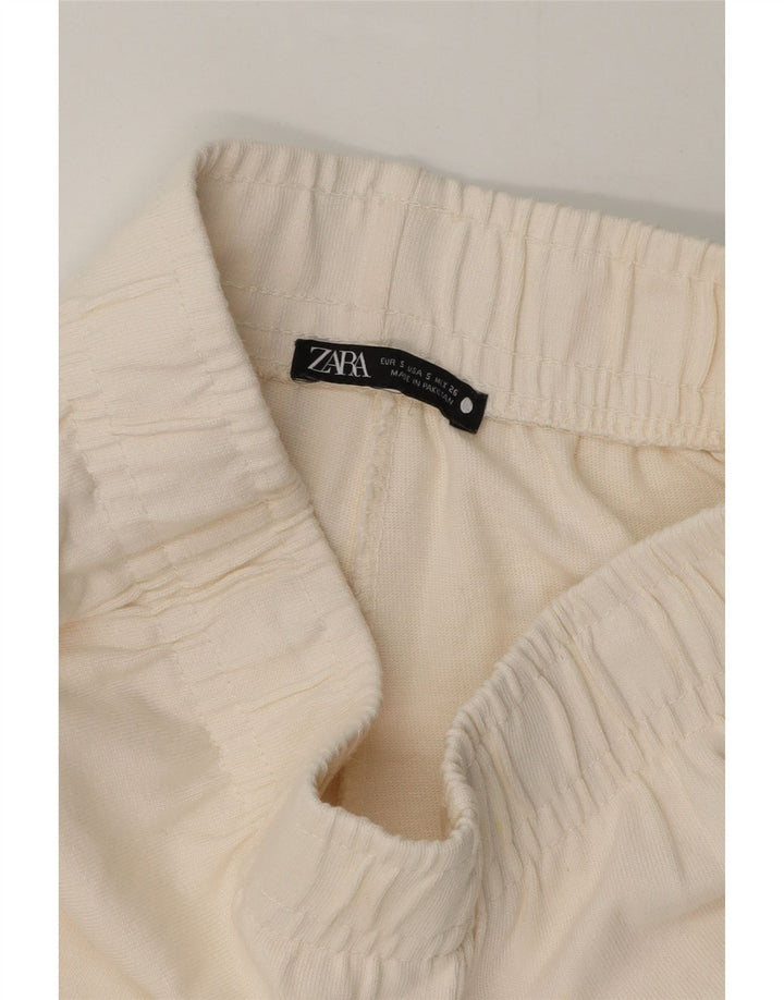 Pantaloni della tuta da donna Zara UK 8 piccoli in cotone bianco sporco