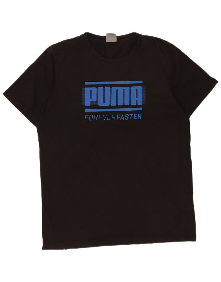 T-shirt grafica da uomo Puma Top grande in cotone nero