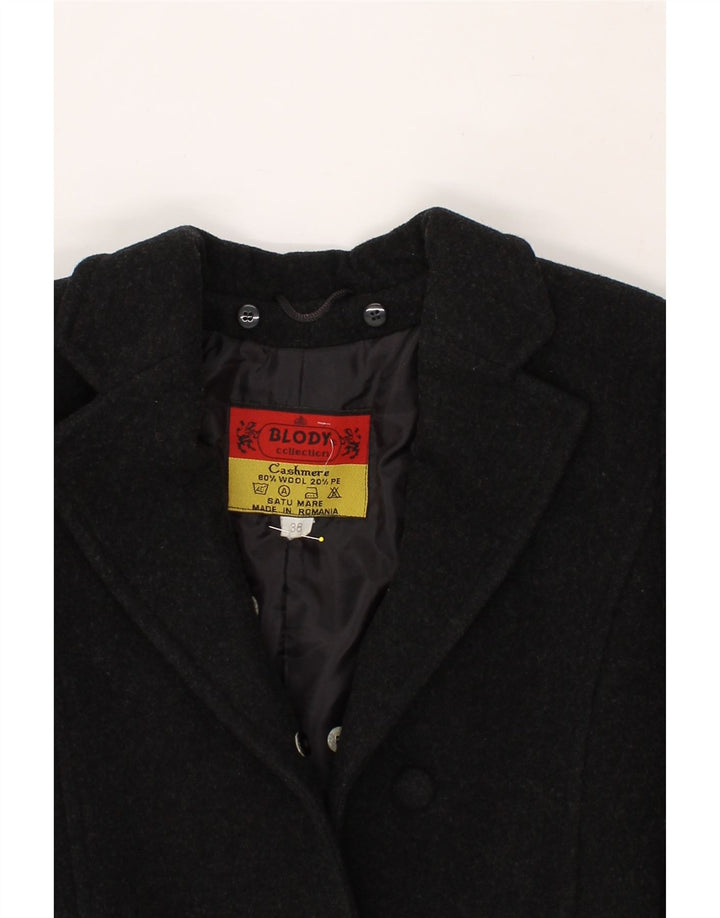 VINTAGE Womens Overcoat EU 38 Medium Black Wool Vintage Vintage and Second-Hand Vintage from Messina Hembry 