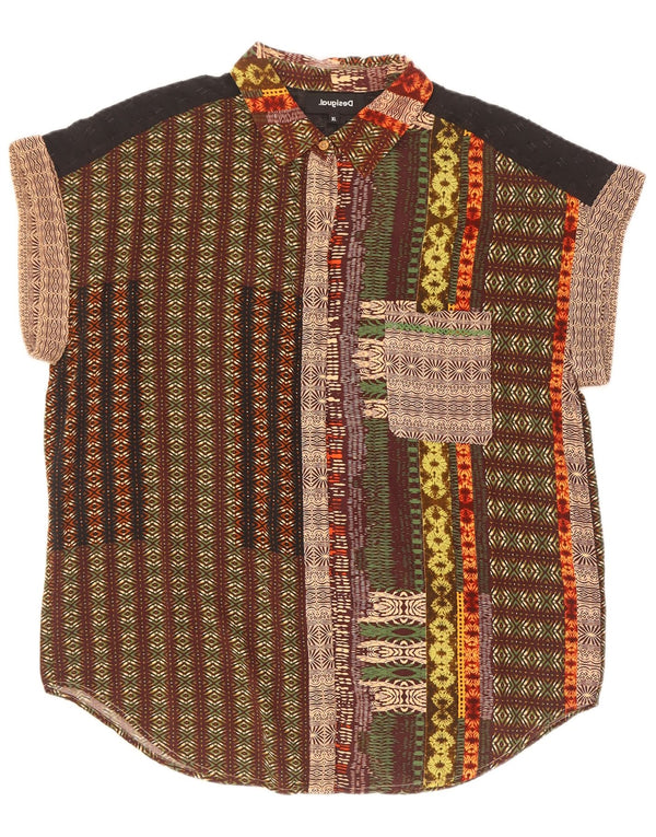 Desigual Camicia a maniche corte da donna UK 18 XL Viscosa floreale multicolore