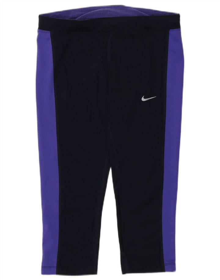 Leggings Nike Dri Fit Capri da donna UK 12 Medium Navy Blue Colourblock