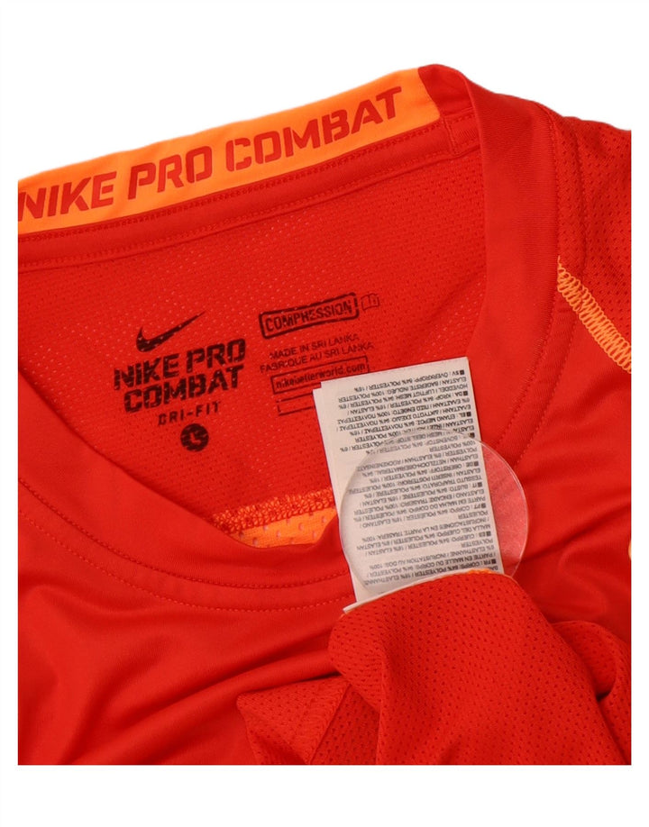 NIKE Womens Dri Fit Top Long Sleeve UK 14 Large Red Colourblock Polyester Vintage Nike and Second-Hand Nike from Messina Hembry 