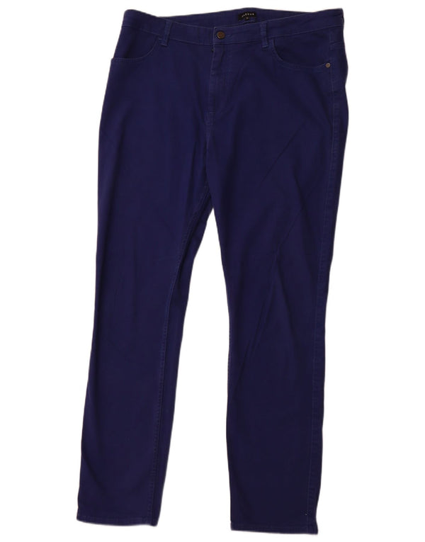 Jeans slim a vita alta da donna JAEGER UK 16 Large W36 L31 cotone blu