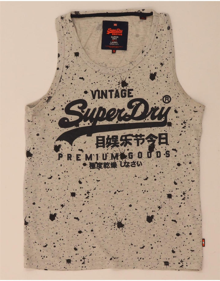 Canotta grafica da uomo Superdry piccola in cotone maculato grigio