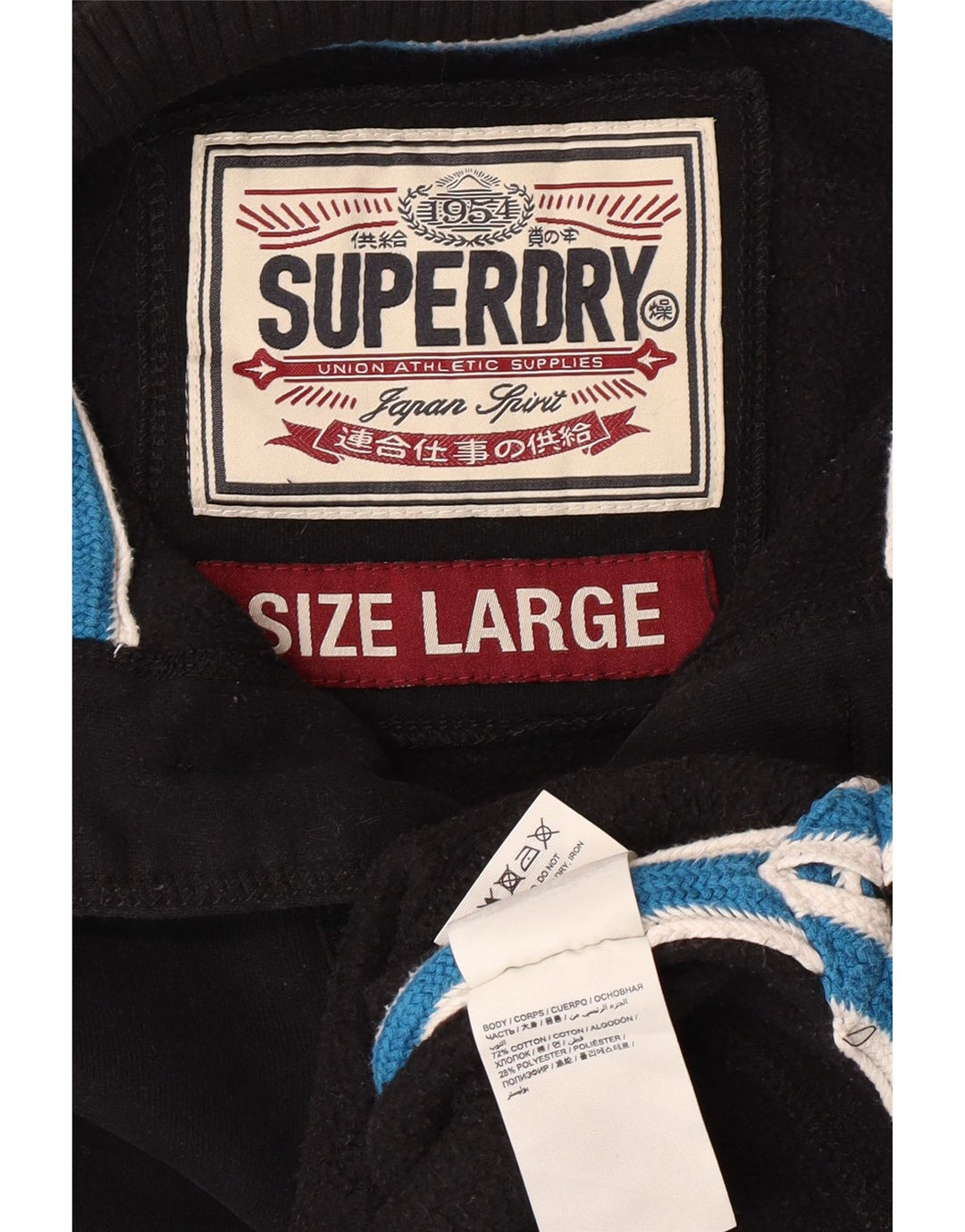 Felpa da uomo con collo abbottonato Superdry, maglione grande, cotone nero
