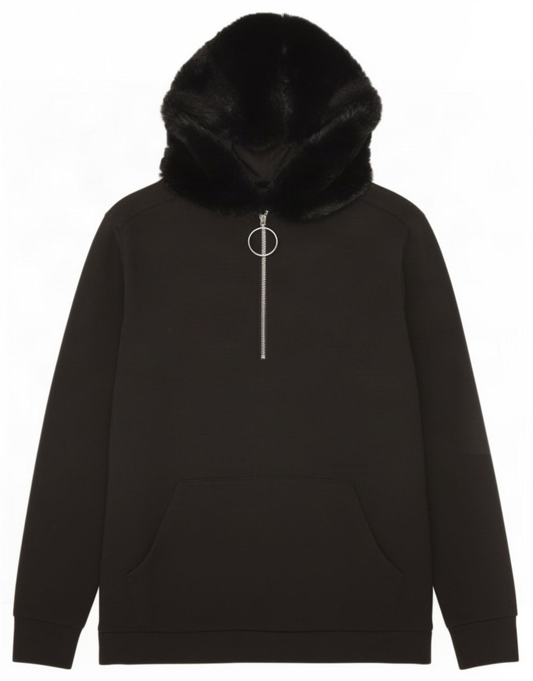 Maglione con cappuccio oversize con zip e collo da donna Zara UK 10 piccolo poliestere nero