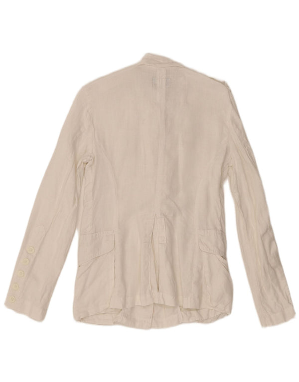 Giacca militare da donna Calvin Klein Jeans UK 10 piccola lino bianco